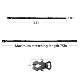 4-6FT Heavy Duty Dog Leash for Large Dogs, Shock Absorbing Bungee Tactical Dog Leash with 2 Padded Handle, Car Seatbelt and Metal Carabiner Clip, Strong No Pull Dog Leash for Medium Dogs (Black)