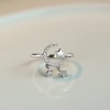 Crescent Moon Star Open Rings for Women Cubic Zirconia Dangle