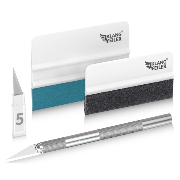 Klangfeiler® Squeegee Set for Foiling - 2 Squeegees & Knives & 5 Blades - Foil Tool Set for Foiling