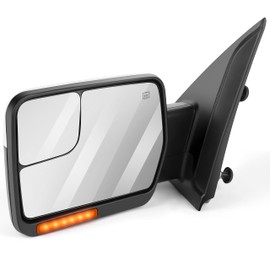 Aintier Tow Mirror Driver's side suitable for 2004-2014 For Ford For F150 1997-1999 For Ford For F-250 with Power Adjusted Heated Turn Signal Puddle Light Chrome HousingTowing Mirror