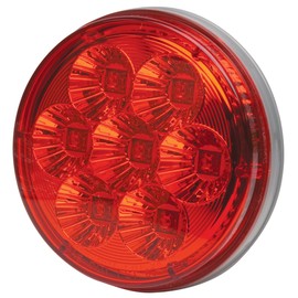 RoadPro RP4064RLED/B 4" Round 7 LED Trailer Stop Turn Tail Brake Lights Sealed 3-Prong Connect Lens, Truck BUS RV UTE UTV Rear Stop Turn Tail Brake