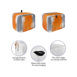 Toaster Dust Cover with Pockets, Orange and Grey Abstract Art Texute Soft Washable 2 Slice Toaster Cover, Dust-proof Cover for Small Appliance Cover and Fingerprint Protection