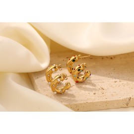 Moivita Designer's Pick Colorful Zircon Earrings - Unique and Eye-Catching Statement Jewelry for Women, 18K Gold Plated Stainless Steel
