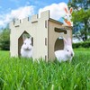 HIIMALEX Large Sturdy Bunny House with Spacious Balcony Hidey Detachable
