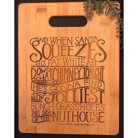 Jolliest Bunch Of Assholes Clark Griswold Christmas Vacation Quote Bamboo Cutting Board Engraved Wood Charcuterie Tray Cheese Kitchen Decor