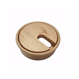 Gedotec Cable grommet beech wood lacquered plain, 1 piece round cable passages, cable box drill diameter 80 mm, cable guide for gluing into worktop, desk duct, cable passage