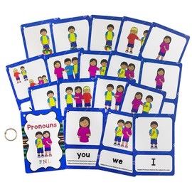 Lilias Pronouns English Grammar Double-Side Learning Flash Cards - 18 Card Set for Homeschool, Preschool, Primary School, ESL, Autism, Vocabulary Building