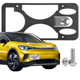 Heavy Duty Front License Plate Frame Compatible with Volkswagen ID.4 2020-2023, No Drill Tow Hook Mount, Anti-Theft License Plate Holders Bracket, Rust-Proof, Weather & Rattle Proof Car Accessories