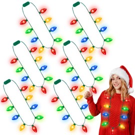 Blowata 6PCS Christmas Light Necklace, 9 Bulbs Christmas Accessories with 3 Flash Modes, Colorful Xmas Light Necklace for Party Favor Xmas Decorations Ugly Sweater Party Supplies Holiday Decor