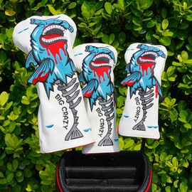 Big Crazy Golf Club Head Cover Funny Unique Headcovers Driver Headcovers Fairway Woods, Hybrids Woods, Golf Gift Birthday Gifts Bear Hammerhead Sharks Friends (Hammerhead Sharks（F）)