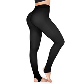 KBVOT Fleece Lined Tights Women Sheer Fake Translucent Winter Thermal Pantyhose Opaque Warm Thick High Waist Leggings(XS-2XL)