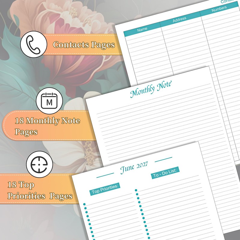 Monthly Planner 2026-2027 - Jan.2026 - Jun.2027, 9'' x 11''