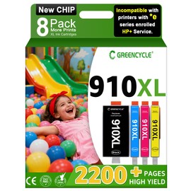 greencycle 910XL Ink Cartridges Replacement for 910 XL Cartridges Combo Pack Compatible with OfficeJet Pro 8020 8030 8035 OfficeJet 8022 8010 8015 8018 Pritner(2 Black 2 Cyan 2 Magenta 2 Yellow)