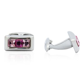 Cuff-Daddy Crystal Cufflinks in Pink with Travel Presentation Box - Perfect Cufflinks for Men and Wedding