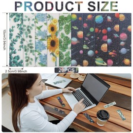 20pcs Anxiety Relief Sticker, 3.9x1inch Calm Strips for Anxiety Sensory Stickers Textured Sensory Stickers Relieve Stress Rough Strips for Adults Teens Students Class Office (Plant & Planet)