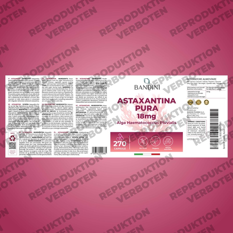 Bandini Pure Astaxanthin 18 mg per capsule, 270 capsules, 9