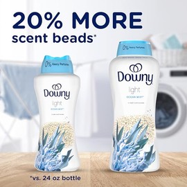 Downy - Cuentas ligeras para lavadora, aroma a niebla marina, sin perfumes pesados, 853 gramos
