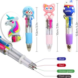 Multicolor pens in one - 4 in 1 cute pen for kids - 30 different designs of ballpoint pens for birthdays and children's parties - fun gift combinations linking Kawaii pens
