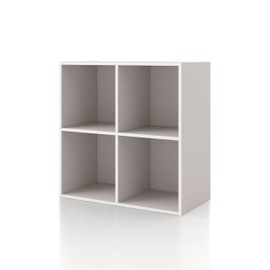 HOMES: INSIDE + OUT Apexa 4 Cube Storage Organizer Shelves, Stackable Wood Bookcase Fits Cubby Bins for Organization, Dorm Teen Room Decor & Home Office, Taupe Grey
