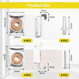 8 Stück Spiegelhalterung Wand, Federbelastete Spiegelhalter, Höhenverstellbare Spiegel Aufhängung, Spiegelbefestigung, Spiegelklammern, Spiegelaufhänger, Spiegelaufhängungen Clips Set für Spiegel Glas