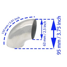 HAJXZH 2 PCS Elbow Exhaust Tubing Stainless Steel Mandrel Elbow 90 Degree Exhaust Elbow Pipe for 2.5 Inch Exhaust System Ducts and Stair Handrail