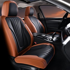 FLORICH Car Seat Covers, Premium Leatherette Car Seat Covers Front Seats, Breathable Car Seat Cushion for Cars, Automotive Seat Protectors for Most Sedans Cars SUV Trucks, Black&Brown