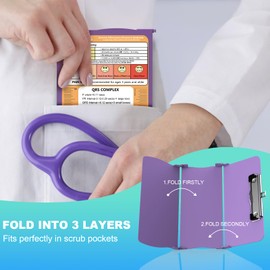 Nursing School Essentials- Foldable Clipboard for Nurse, Nursing Student Essentials for Nurses Clipboard with Nursing Edition Cheat Sheets, Pocket Size for Nursing Students Doctors Nurse- Purple