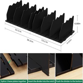 SPACEKEEPER Shelf Divider for Closet, 2 Pack Adjustable Purse Organizers Handbag Separators Storage Organizer Bookshelf Separator Dividers in Bedroom Office Kitchen Bathroom, Black