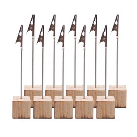 10 Pcs Wood Wood Color Modern Simple Sticky Note Holder Crocodile Iron Clip Message Holder Idea Photo Holder Wooden Business Card Holder Stationery Office Simple Desk Supplies