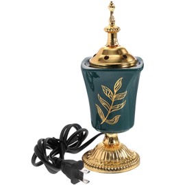 HOMSFOU Electric Incense Burner Middle Eastern Style Electric Censer Tabletop Incense Burner Censer for Yoga Spa Green