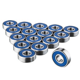 TRIXES 16x 608RS Skateboard Bearings - Frictionless ABEC 9 Roller Bearing for Skate boards