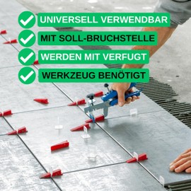 Pull tabs for tiles, 100 pieces, 2 mm thickness, made of plastic, for tile height from 3 to 15 mm, tile levelling system, tile laying aid, tile laying accessories, levelling spacers