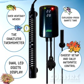 Corisrx Submersible Aquarium Heater Set - 55-100 Gallon Betta Fish Tank Temperature Controller, Turtle Tank Thermometer, Freshwater Saltwater Large Tank Thermostat (500W (for 79 to 132 Gallon))