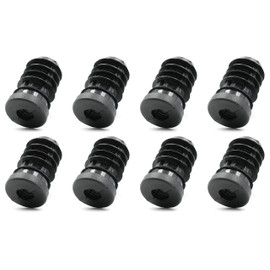 Design61 8 x Threaded Plugs Adjusting Plugs for Round Pipe with Plastic Thread M8 Diameter 22 mm 1.5-2 mm Wall Thickness