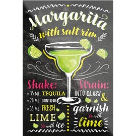 schilderkreis24 Cocktail Recipe Magnet Alcohol Spirits Decorative Fridge Magnet Humour Gift Idea Birthday Christmas 9 x 6 cm (Margarita)