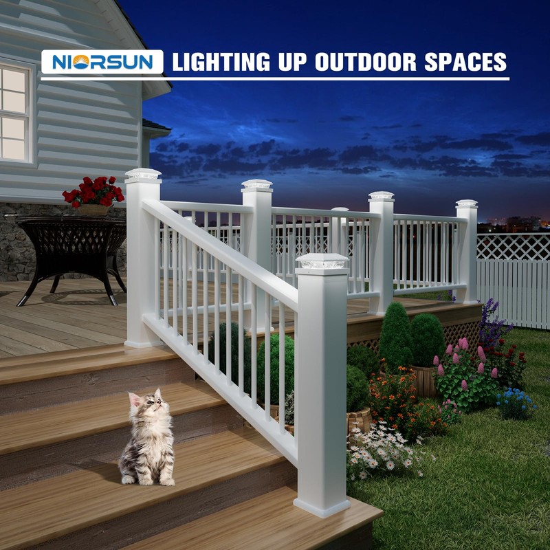 NIORSUN Solar Post Lights Outdoor, Fence Post Solar Lights Cool