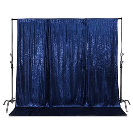 SquarePie Sequin Backdrop Opaque Non-Transparent Satin Photo Booth Photography Background Selfie Wall Video Live Sparkly Curtain for Wedding Patry 10FT x 10FT Navy Blue