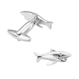 SHIPITNOW Silver Cufflinks - Original Squirrel Theme Cufflinks, Marine Animal - Fantasy style accessory with a sea fish or costume for a shirt and suit jacket