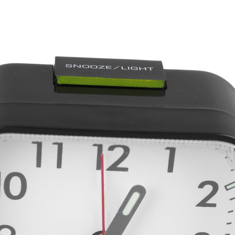 Small Clock Black Alarm Silent Minimalistic Design Snooze with Backlight