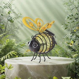 HOMIEE Solar-Powered Hanging Bee Light, Outdoor Hanging Statues Solar Lights for Garden Decor, Yard, Patio, Porch, 2PCS (Yellow)