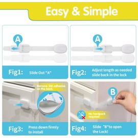 Beaugec 10 Pack Child Safety Locks - Adjustable Cupboard Locks for Children - Baby Proof Safety Locks for Cabinet Closet Fridge Drawer Refrigerator