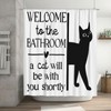 Jakayla Funny Shower Curtain Set – Cute Black Cat Bathroom