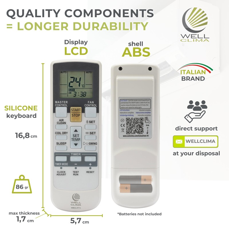 Wellclima WEC-FT1 Remote Compatible with Fujitsu and General Air Conditioners,