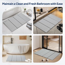 Leafinty Stone Bath Mats for Bathroom Non-Slip | Stone Bath Mat | Super Absorbent | Diatomaceous Earth Bath Mat | Quick Drying Mat for Kitchen Counter | Easy to Clean | Foldable (23.6''×15.7" Grey)
