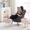 Mxfurhawa Faux Fur Storage Ottoman Round Furry Vanity Stool Marble