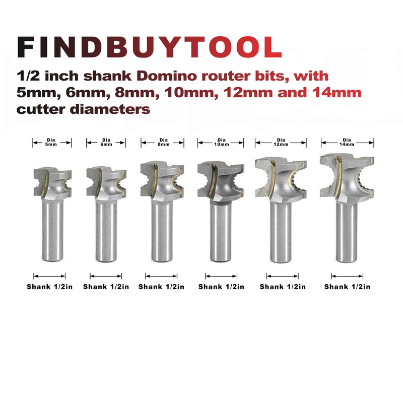 FINDBUYTOOL Router Bits Tool set for Festool Dominos, 6Pcs