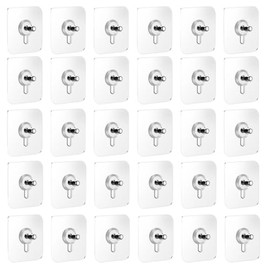 30 Pcs Clavos Autoadhesivos Para Colgar Transparentes,Gancho Calcomanía de Tornillo Ganchos Pared Pesados,Gancho de Pared sin Clavos para Cocina y Baño