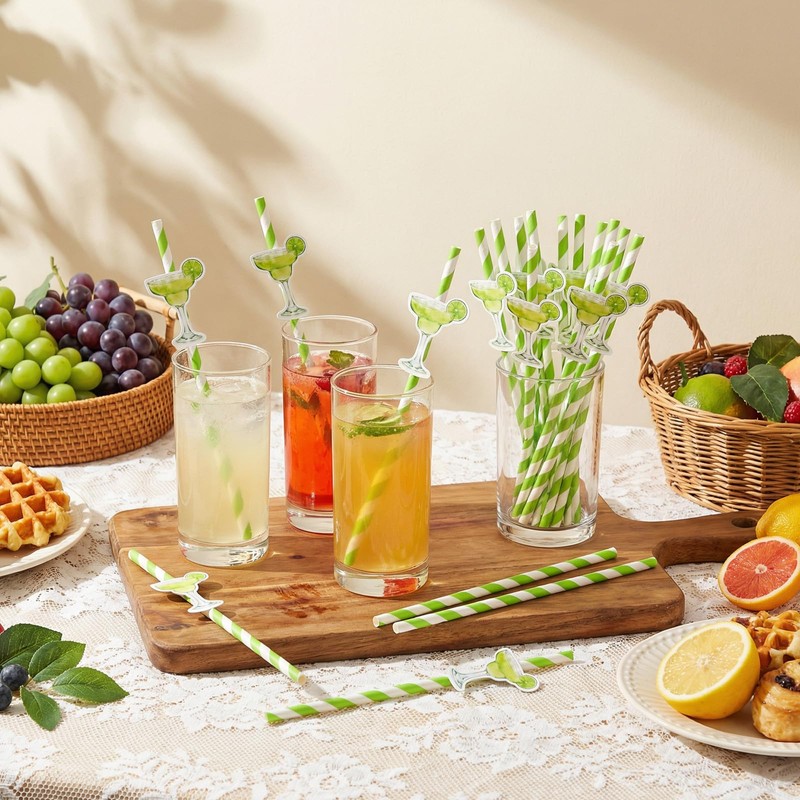 20Pcs Margarita Themed Paper Straws, Bachelorette Party Decorations, Mexican Fiesta