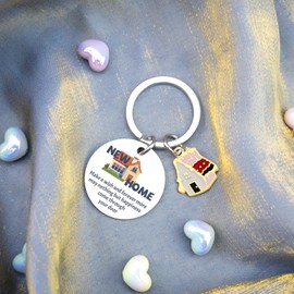 Lelekdo House Warming Gifts New Home Best Housewarming Gift New Home Gift Ideas for Friends News House Keychain New Apartment Gifts For Women Men