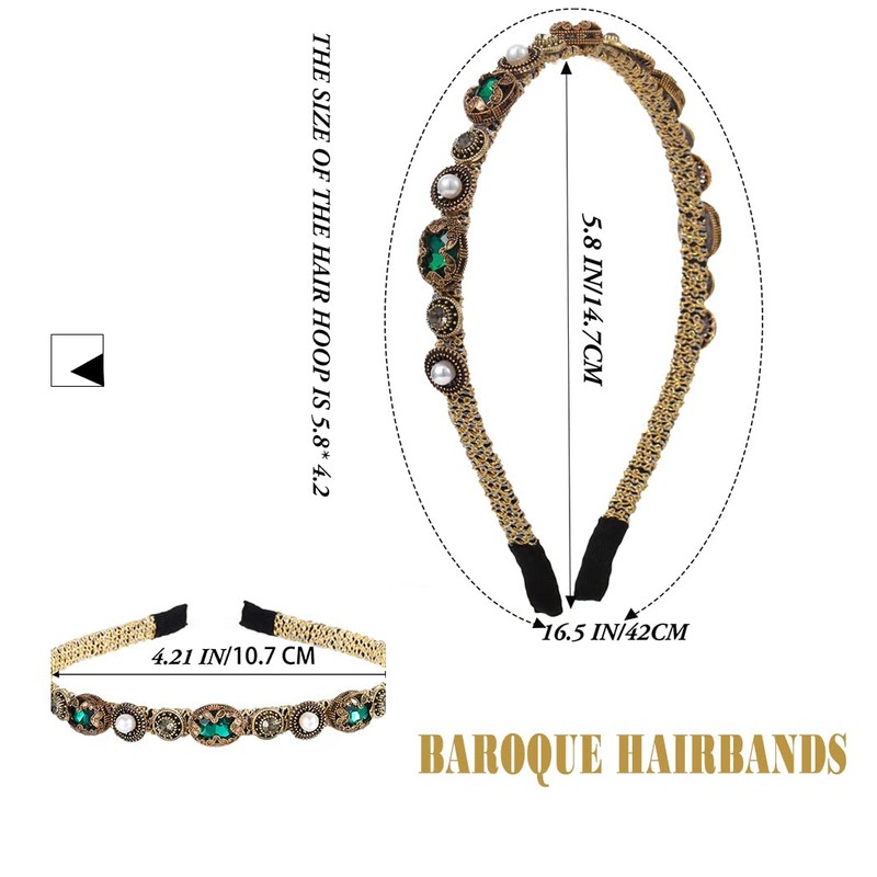 Sinalty Baroque Rhinestones Headbands Gold Jeweled Crystal Hair Bands Hair